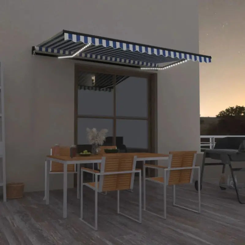 Uitschuifbare luifel met gepoedercoat aluminium voor buitenruimte - Blauw en wit / 400 x 350 cm / 1 - Zonwering