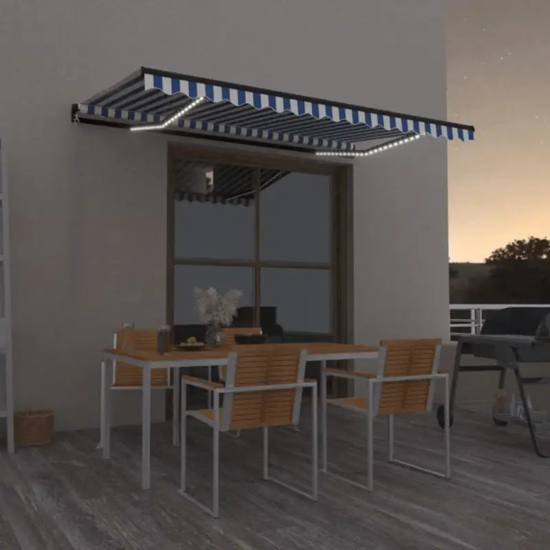 Uitschuifbare luifel met gepoedercoat aluminium voor buitenruimte - Blauw en wit / 450 x 350 cm / 1 - Zonwering