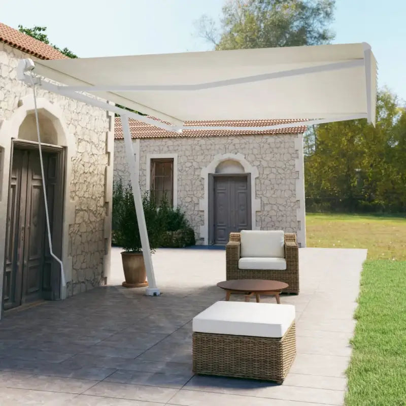 Uitschuifbare luifel met gepoedercoat aluminium voor koele buitenruimte - Crème / 500 x 350 cm / 1 - Zonwering