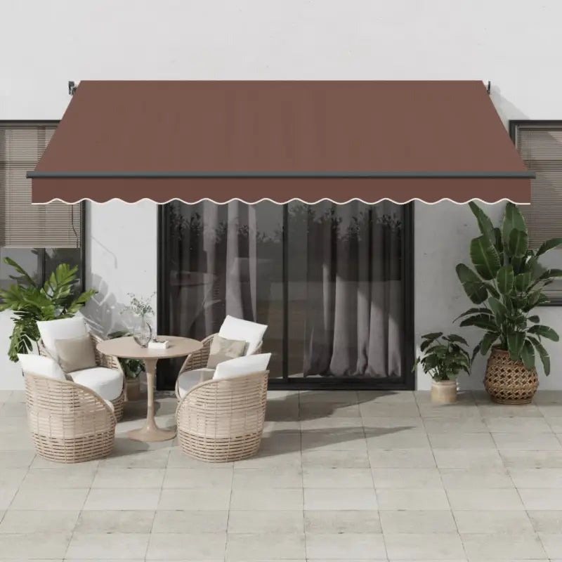 Uitschuifbare luifel met gepoedercoat aluminium voor koele buitenruimte - Bruin / 400 x 300 cm / 1 - Zonwering