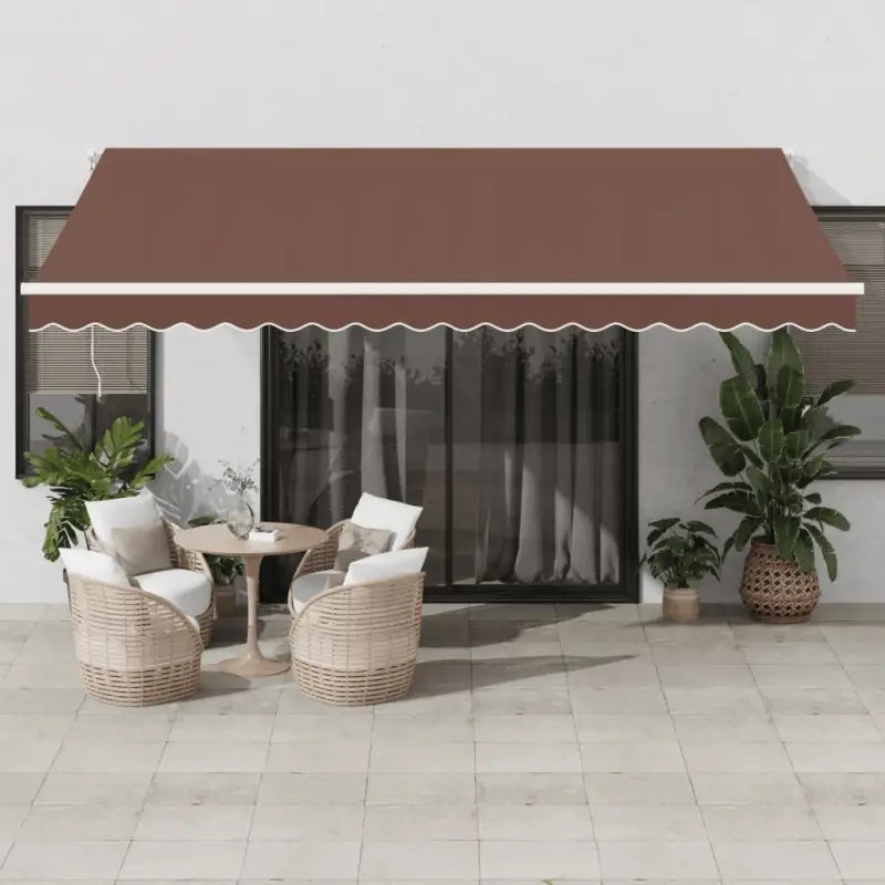 Uitschuifbare luifel met gepoedercoat aluminium voor koele buitenruimtes - Bruin en wit / 450 x 350 cm / 1 - Zonwering