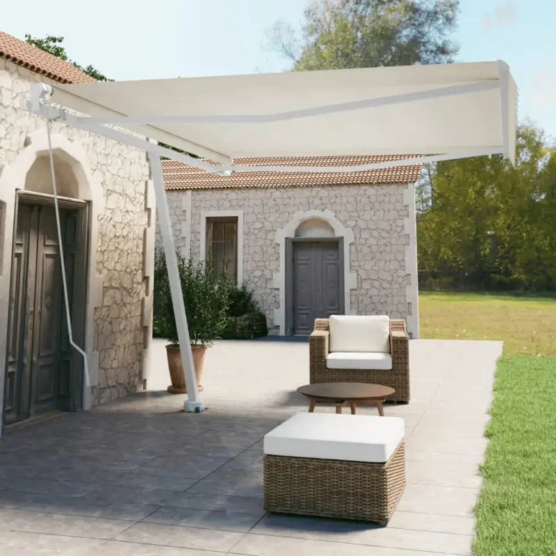 Uitschuifbare luifel met gepoedercoat aluminium voor koele buitenruimte - Crème / 400 x 350 cm / 1 - Zonwering
