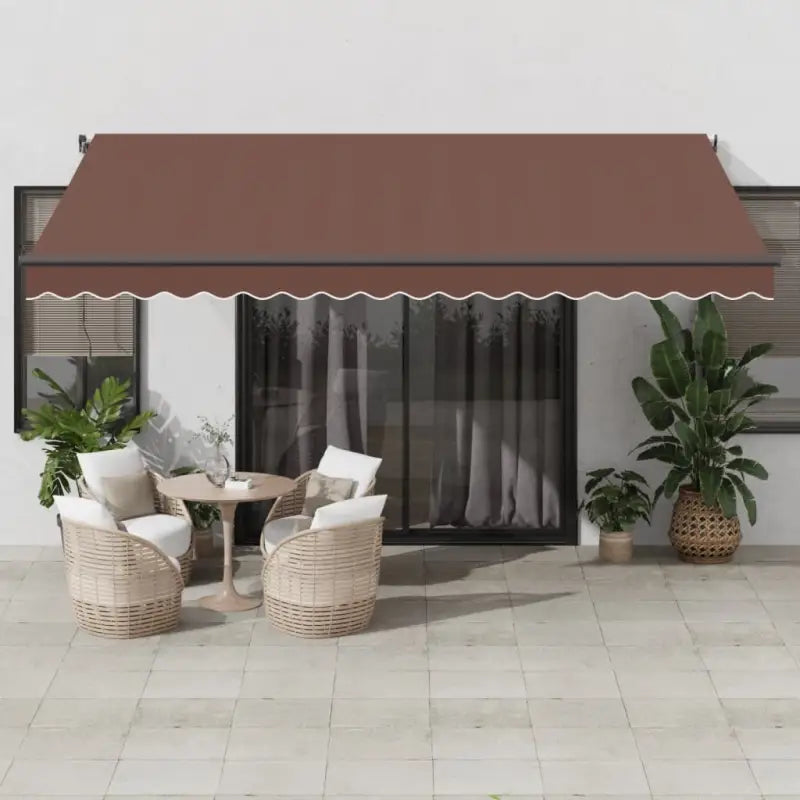Uitschuifbare luifel met gepoedercoat aluminium voor koele buitenruimte - Bruin / 450 x 350 cm / 1 - Zonwering