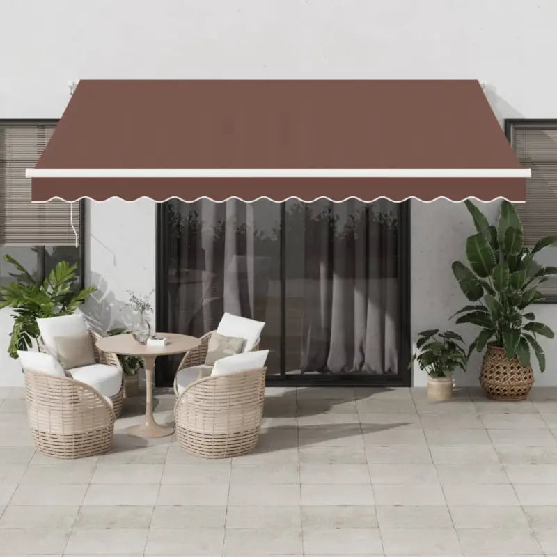 Uitschuifbare luifel met gepoedercoat aluminium voor koele buitenruimtes - Bruin en wit / 400 x 350 cm / 1 - Zonwering