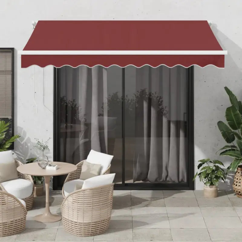 Uitschuifbare luifel met gepoedercoat aluminium voor koele buitenruimtes - Bordeauxrood en wit / 300 x 250 cm / 1