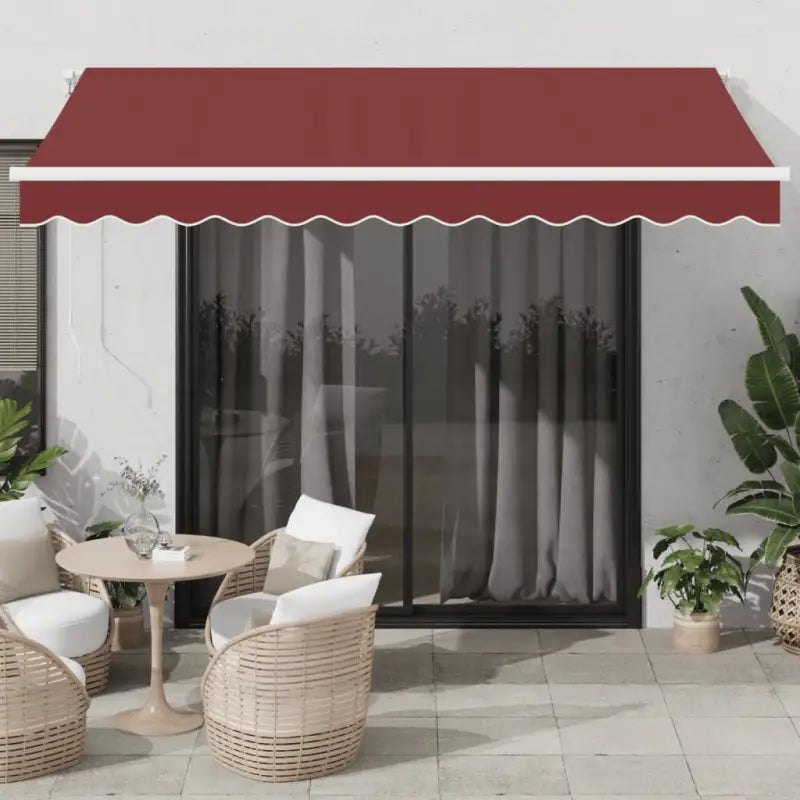 Uitschuifbare luifel met gepoedercoat aluminium voor koele buitenruimtes - Bordeauxrood en wit / 350 x 250 cm / 1