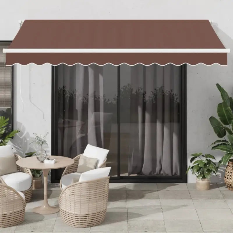 Uitschuifbare luifel met gepoedercoat aluminium voor koele buitenruimtes - Bruin en wit / 350 x 250 cm / 1 - Zonwering