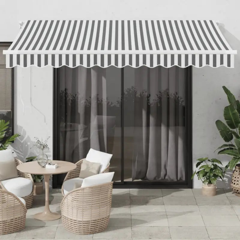 Uitschuifbare luifel met gepoedercoat aluminium voor koele buitenruimtes - Antraciet en wit / 350 x 250 cm / 1