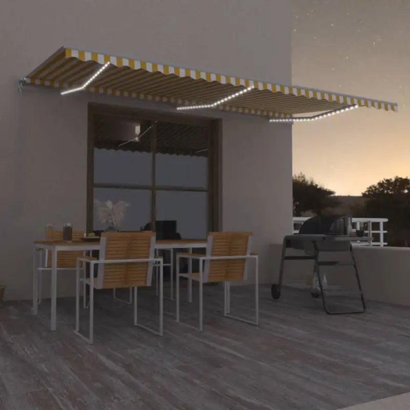 Uitschuifbare luifel met gepoedercoat aluminium voor koele buitenruimtes - Geel en wit / 600 x 300 cm / 1 - Zonwering
