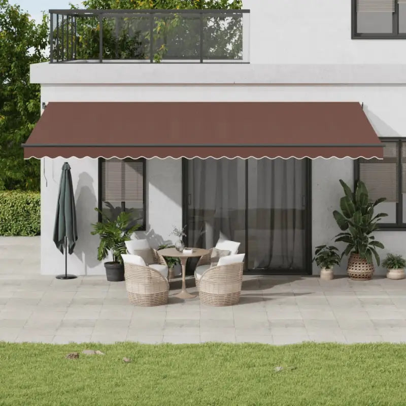 Uitschuifbare luifel met gepoedercoat aluminium voor koele buitenruimte - Bruin / 600 x 300 cm / 1 - Zonwering