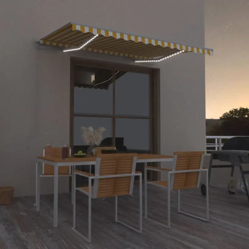 Uitschuifbare luifel met gepoedercoat aluminium voor koele buitenruimtes - Geel en wit / 350 x 250 cm / 1 - Zonwering