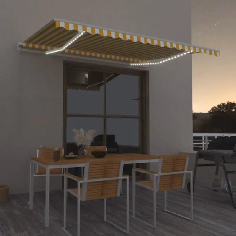 Uitschuifbare luifel met gepoedercoat aluminium voor koele buitenruimtes - Geel en wit / 450 x 350 cm / 1 - Zonwering