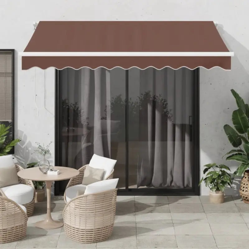 Uitschuifbare luifel met gepoedercoat aluminium voor koele buitenruimtes - Bruin en wit / 300 x 250 cm / 1 - Zonwering