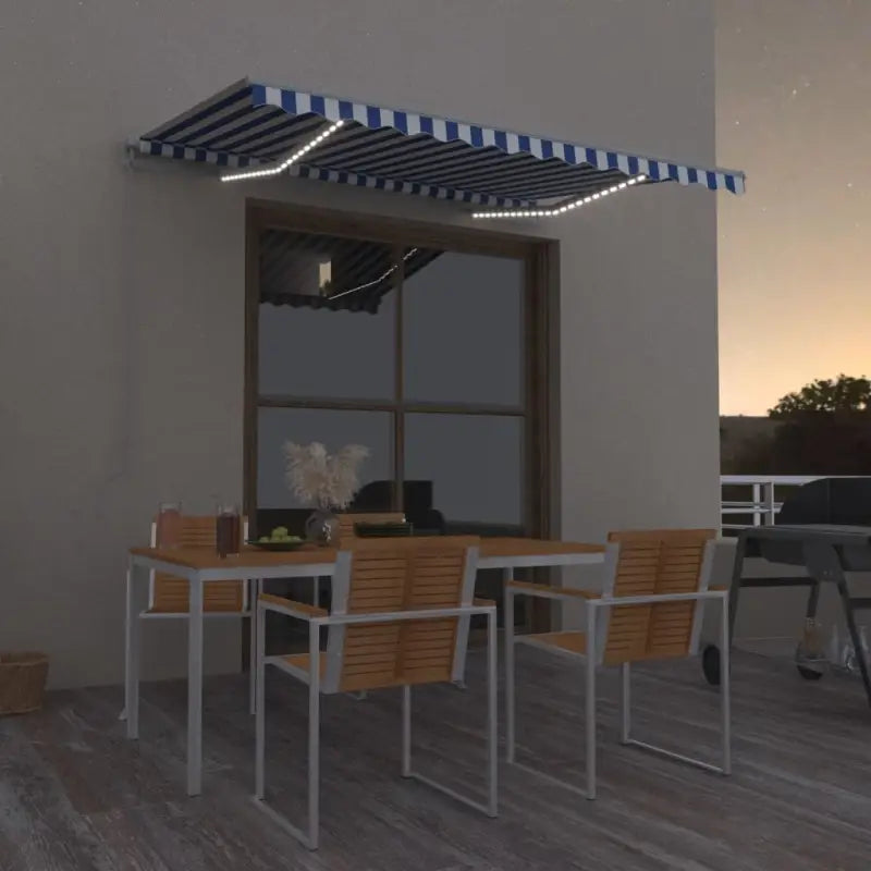 Uitschuifbare luifel met gepoedercoat aluminium voor koele buitenruimtes - Blauw en wit / 300 x 250 cm / 1 - Zonwering