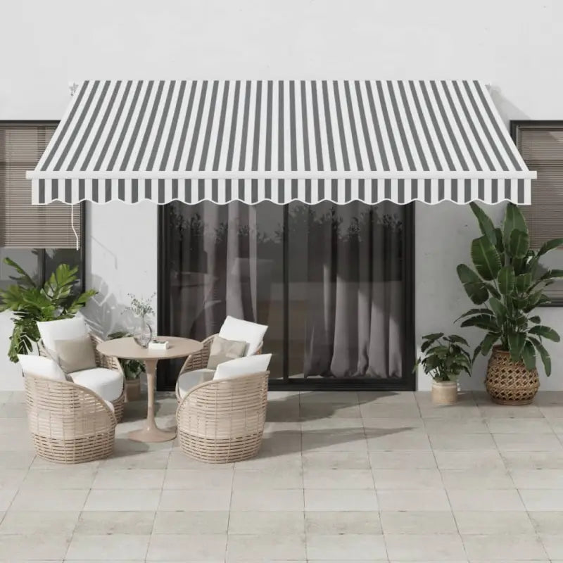 Uitschuifbare luifel met gepoedercoat aluminium voor koelte in je tuin - Antraciet en wit / 400 x 350 cm / 1 - Zonwering