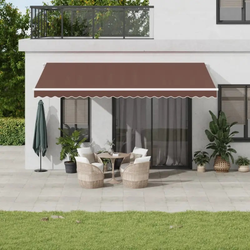 Uitschuifbare luifel met gepoedercoat aluminium voor koelte in je tuin - Bruin en wit / 500 x 350 cm / 1 - Zonwering