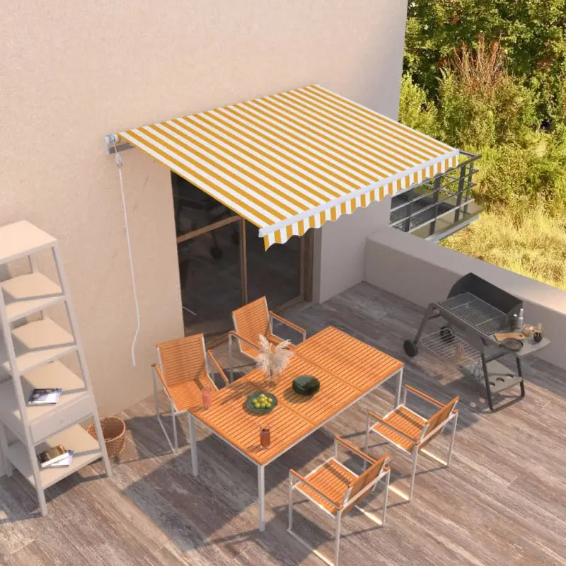 Uitschuifbare luifel met gepoedercoat aluminium voor koelte in je tuin - Geel en wit / 350 x 250 cm / 1 - Zonwering