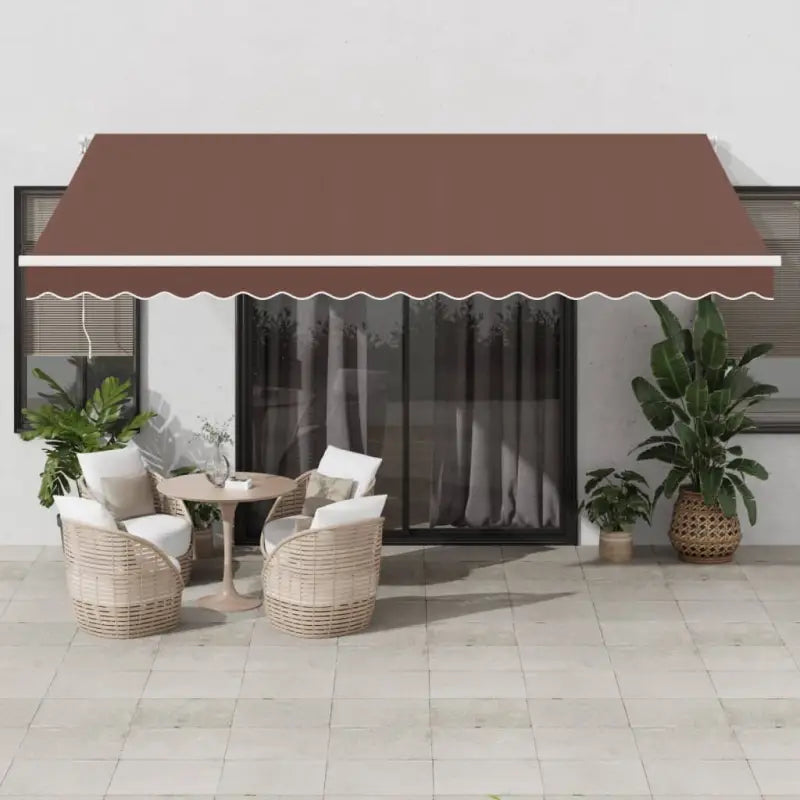 Uitschuifbare luifel met gepoedercoat aluminium voor koelte in je tuin - Bruin en wit / 450 x 350 cm / 1 - Zonwering