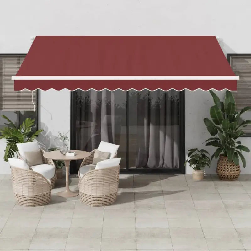 Uitschuifbare luifel met gepoedercoat aluminium voor koelte in je tuin - Bordeauxrood en wit / 400 x 350 cm / 1