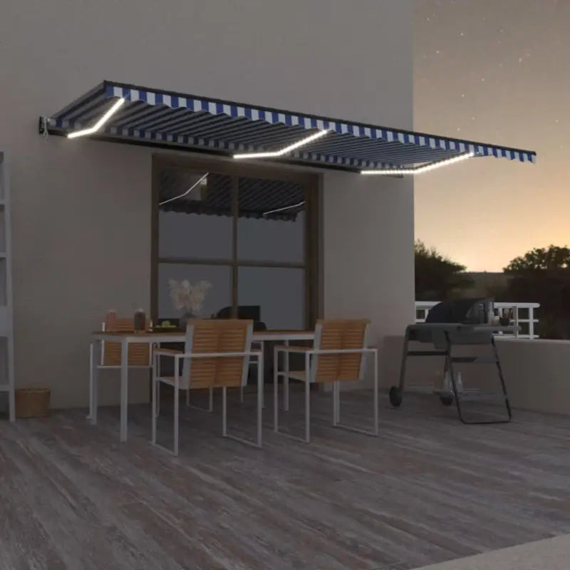 Uitschuifbare luifel met gepoedercoat aluminium voor schaduw en comfort - Blauw en wit / 600 x 300 cm / 1 - Zonwering