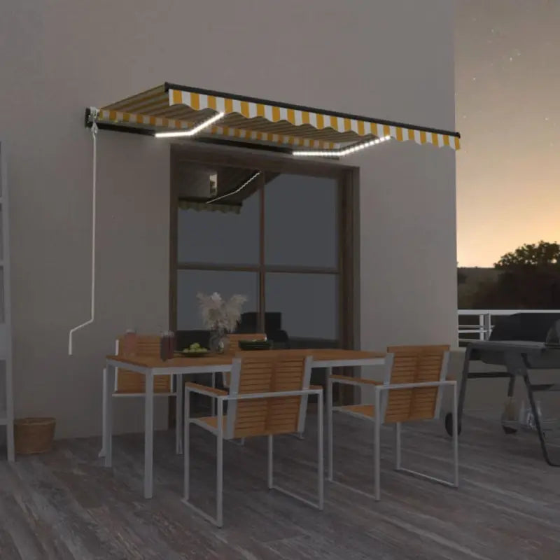 Uitschuifbare luifel met gepoedercoat aluminium voor schaduw en comfort - Geel en wit / 350 x 250 cm / 1 - Zonwering