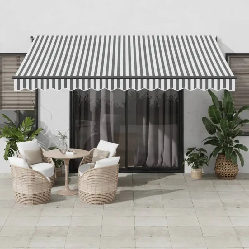 Uitschuifbare luifel met gepoedercoat aluminium voor schaduw en comfort - Antraciet en wit / 400 x 300 cm / 1