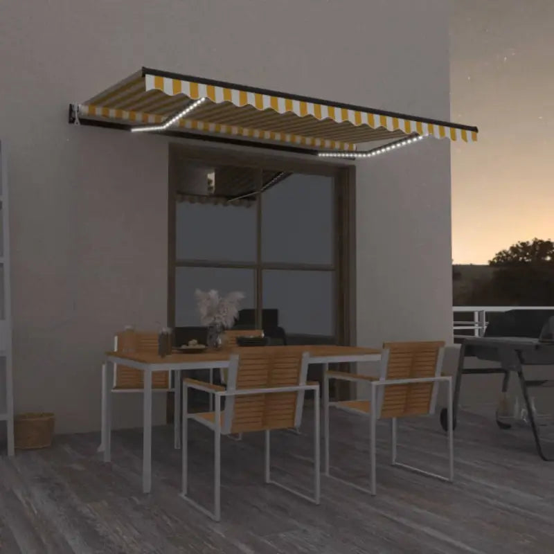 Uitschuifbare luifel met gepoedercoat aluminium voor schaduw en comfort - Geel en wit / 400 x 350 cm / 1 - Zonwering
