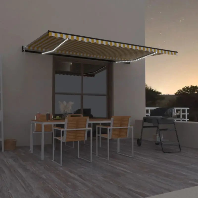 Uitschuifbare luifel met gepoedercoat aluminium voor schaduw en comfort - Geel en wit / 500 x 350 cm / 1 - Zonwering