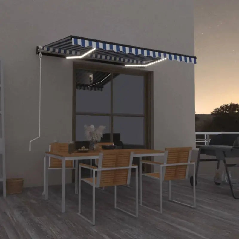 Uitschuifbare luifel met gepoedercoat aluminium voor schaduw en comfort - Blauw en wit / 350 x 250 cm / 1 - Zonwering