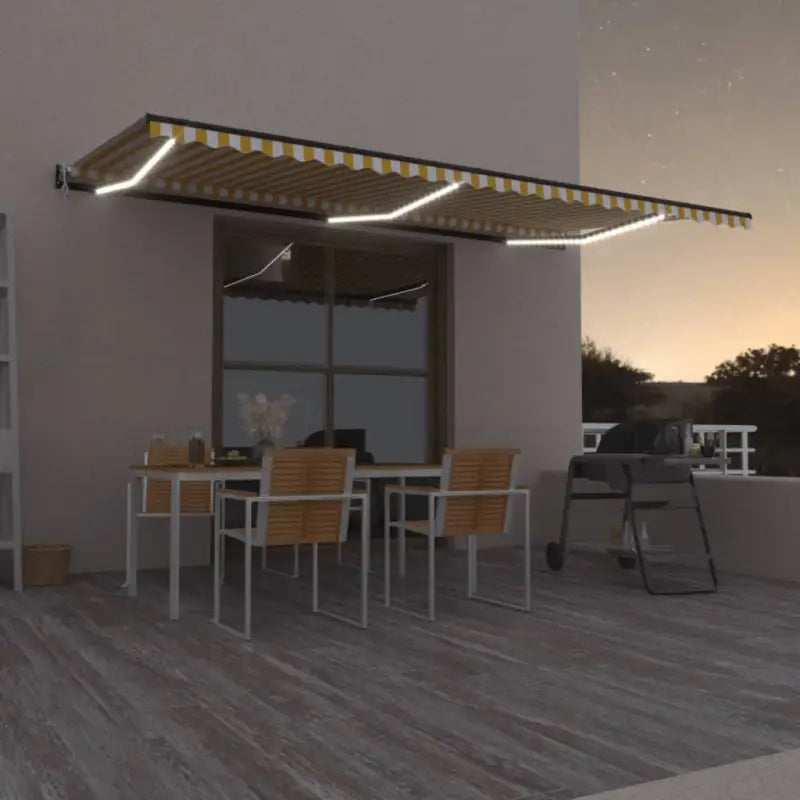 Uitschuifbare luifel met gepoedercoat aluminium voor schaduw en comfort - Geel en wit / 600 x 350 cm / 1 - Zonwering