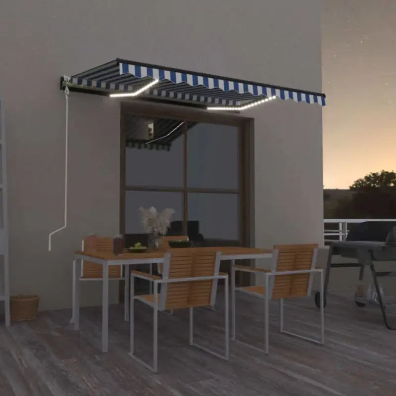 Uitschuifbare luifel met gepoedercoat aluminium voor schaduw en comfort - Blauw en wit / 400 x 300 cm / 1 - Zonwering