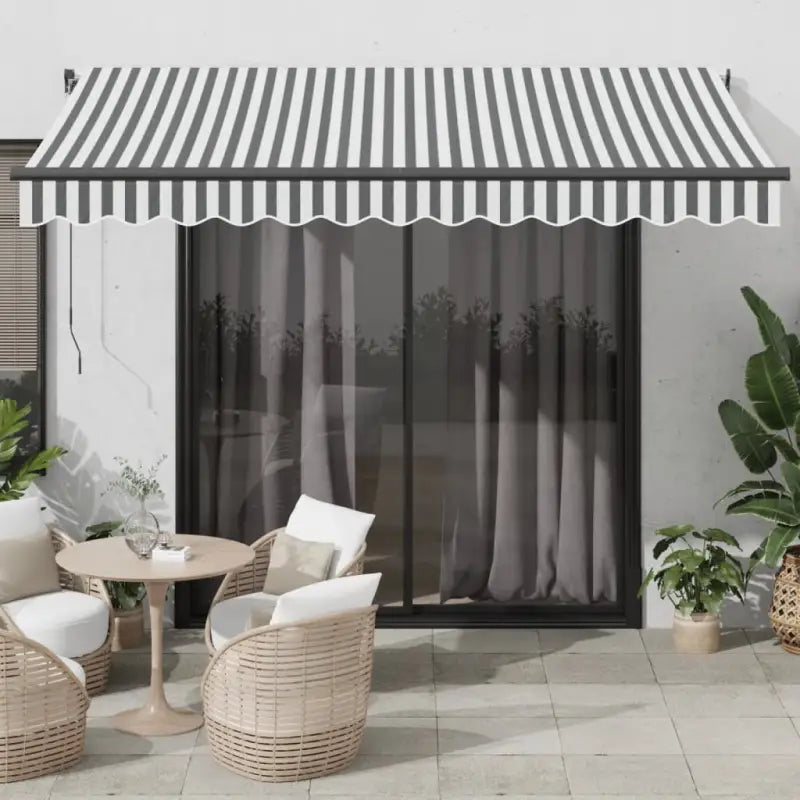 Uitschuifbare luifel met gepoedercoat aluminium voor schaduw en comfort - Antraciet en wit / 350 x 250 cm / 1