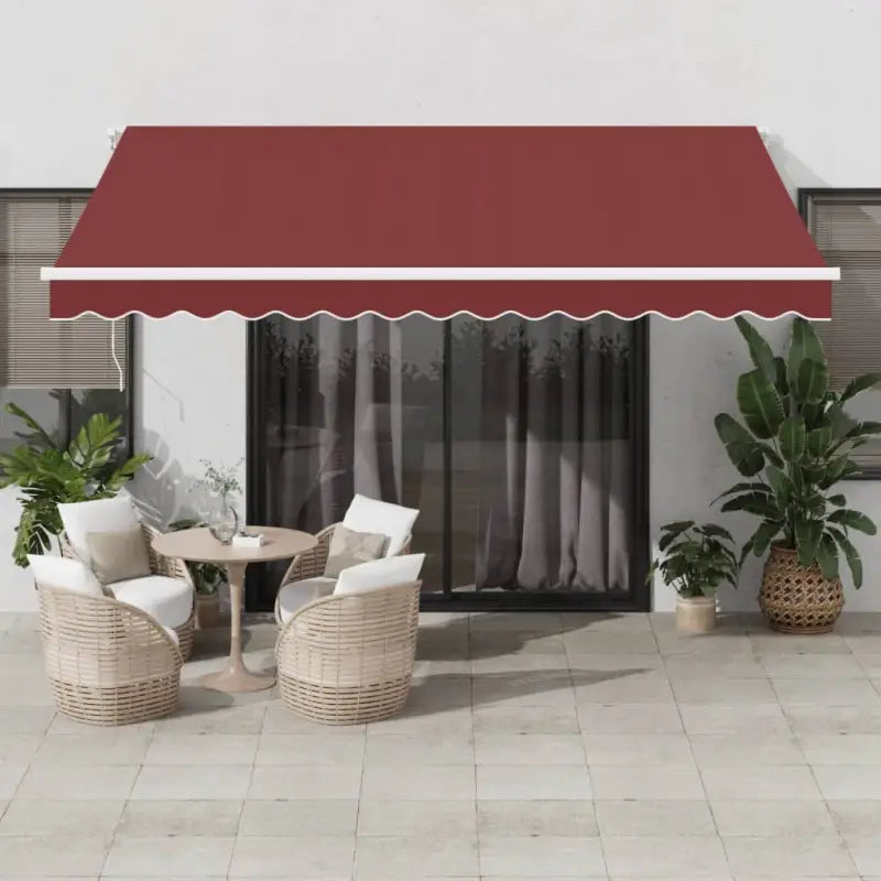 Uitschuifbare luifel van gepoedercoat aluminium voor automatische bescherming - Bordeauxrood en wit / 400 x 350 cm / 1