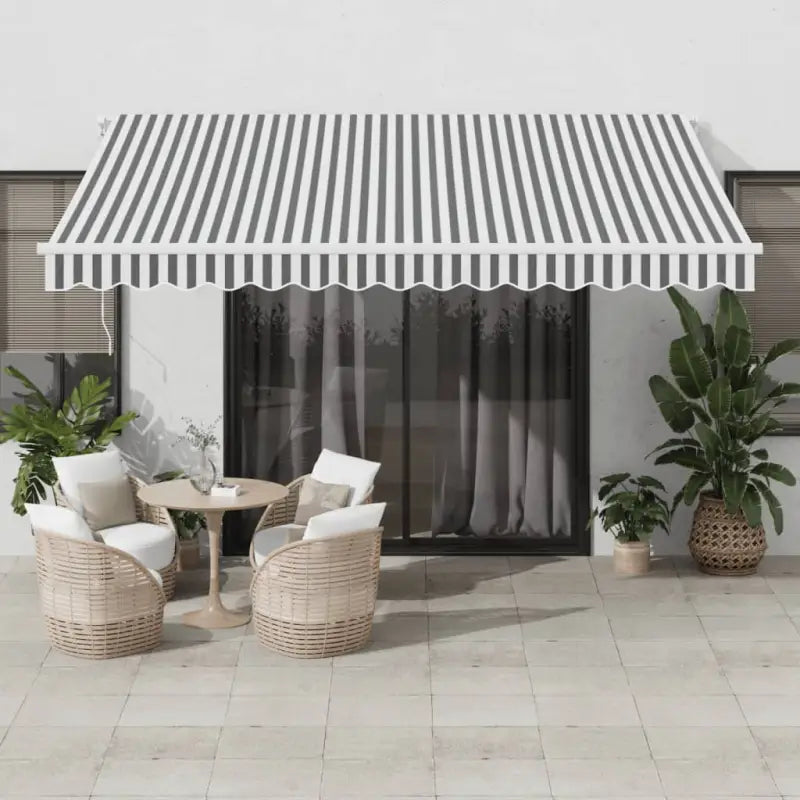 Uitschuifbare luifel van gepoedercoat aluminium voor automatische bescherming - Antraciet en wit / 400 x 300 cm / 1