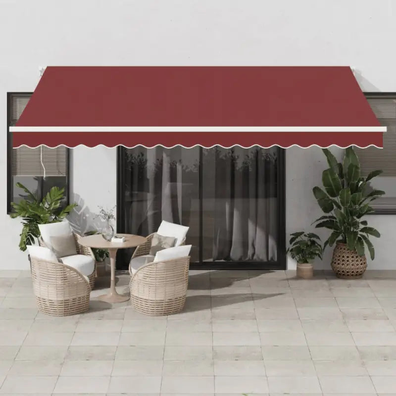 Uitschuifbare luifel van gepoedercoat aluminium voor automatische bescherming - Bordeauxrood en wit / 450 x 300 cm / 1