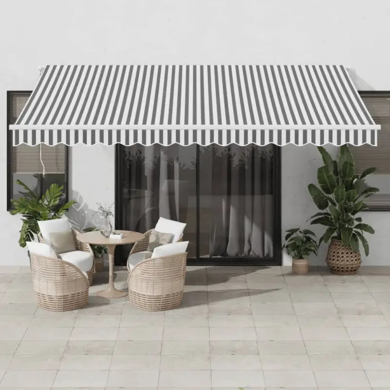 Uitschuifbare luifel van gepoedercoat aluminium voor automatische bescherming - Antraciet en zwart / 400 x 300 cm / 1