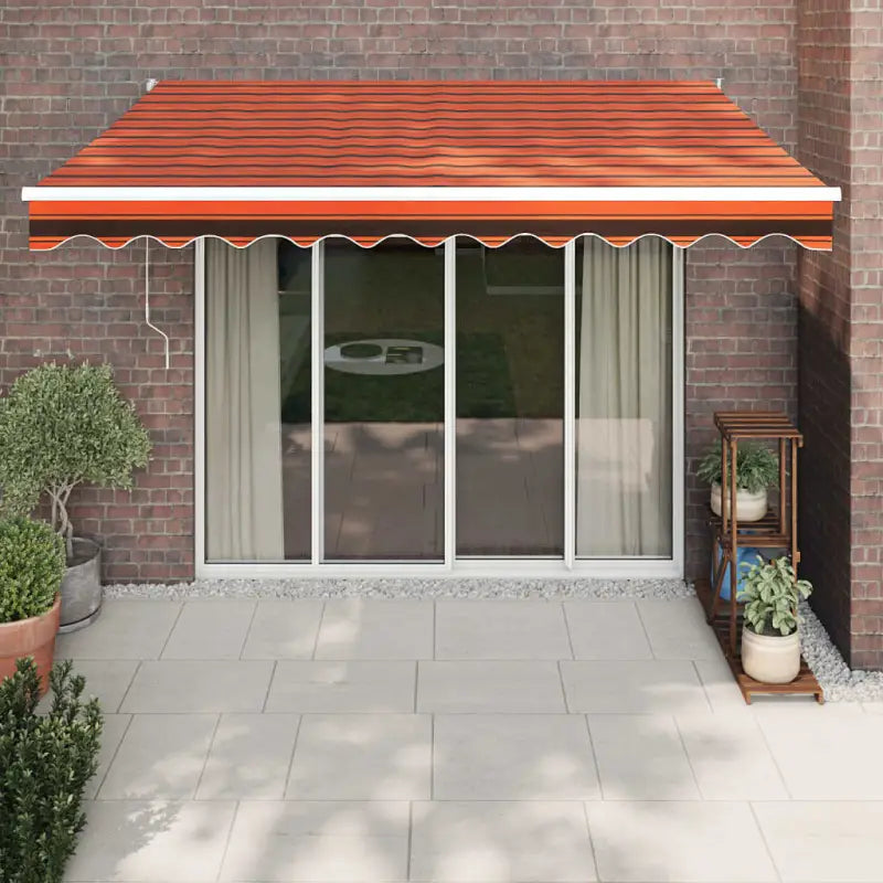 Uitschuifbare luifel van gepoedercoat aluminium voor terras en tuin - Oranje en wit / 3.5 x 2.5 m / 1 - Zonwering