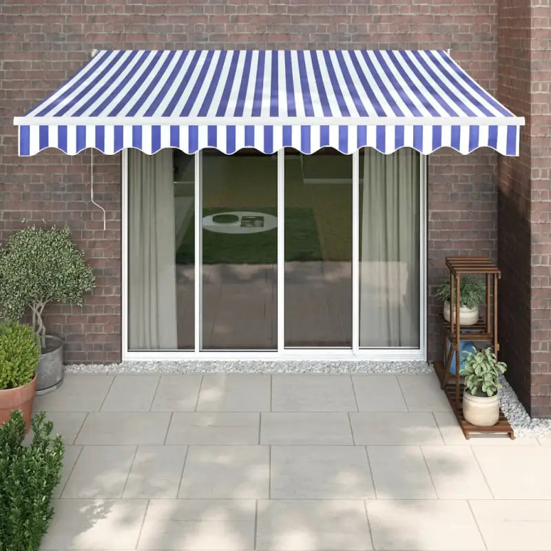 Uitschuifbare luifel van gepoedercoat aluminium voor terras en tuin - Blauw en wit / 3.5 x 2.5 m / 1 - Zonwering
