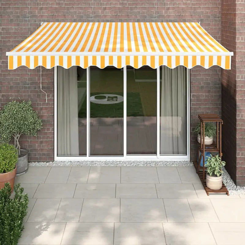 Uitschuifbare luifel van gepoedercoat aluminium voor terras en tuin - Geel en wit / 3.5 x 2.5 m / 1 - Zonwering