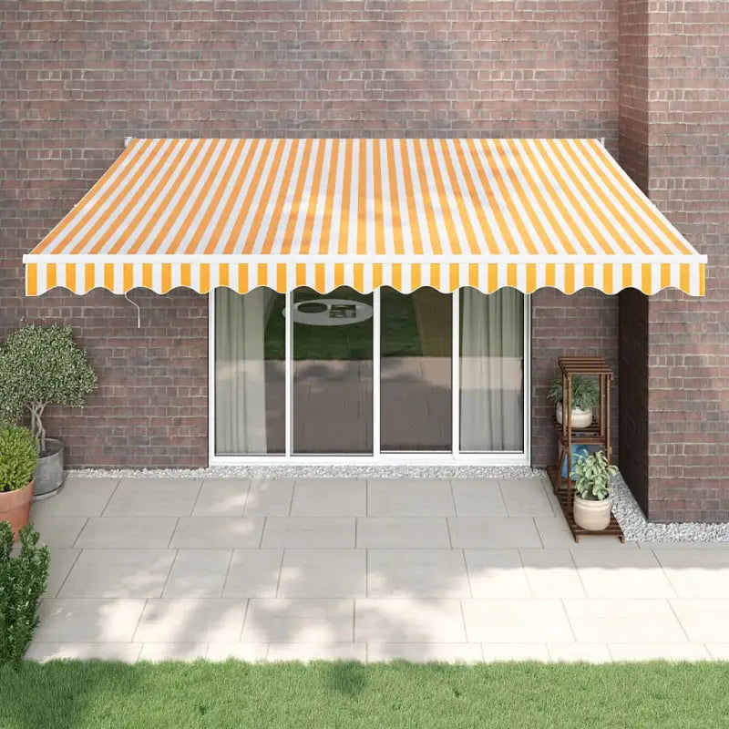 Uitschuifbare luifel van gepoedercoat aluminium voor terras en tuin - Geel en wit / 4.5 x 3 m / 1 - Zonwering