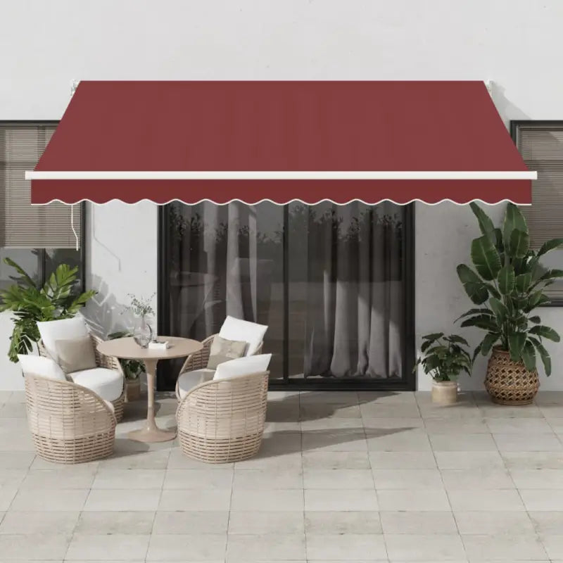 Uittrekbare luifel in gepoedercoat aluminium voor je terras - Bordeauxrood en wit / 400 x 300 cm / 1 - Zonwering