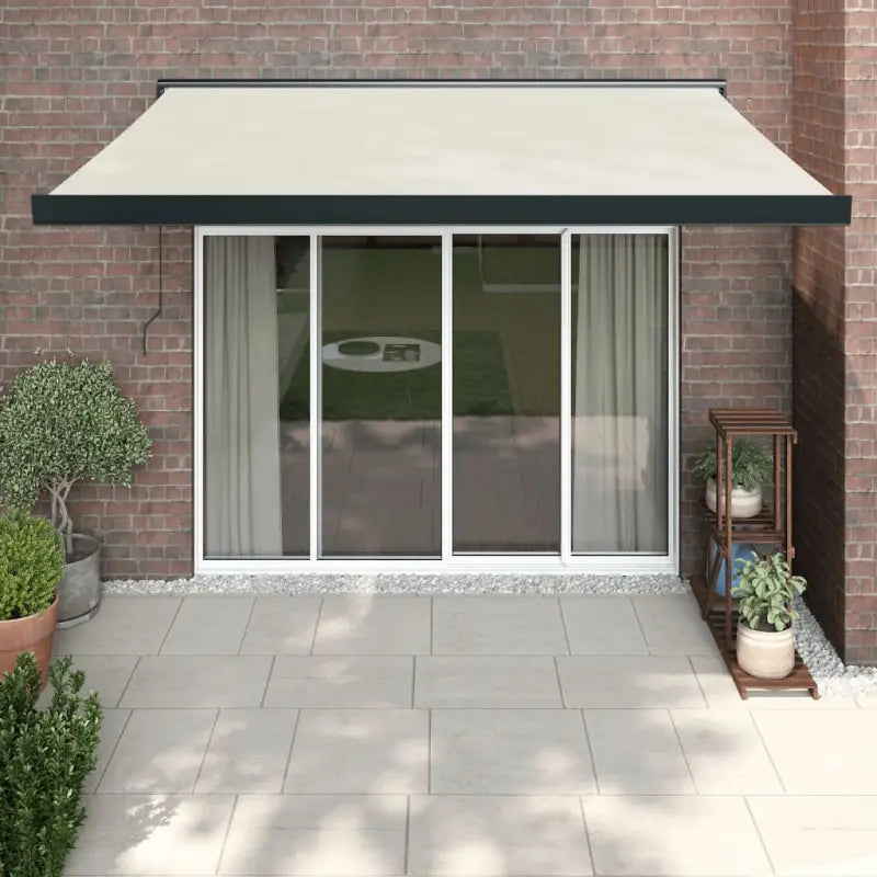 Uittrekbare luifel in gepoedercoat aluminium voor je terras - Crèmekleurig (zwart frame) / 3 x 2.5 m / 1 - Zonwering