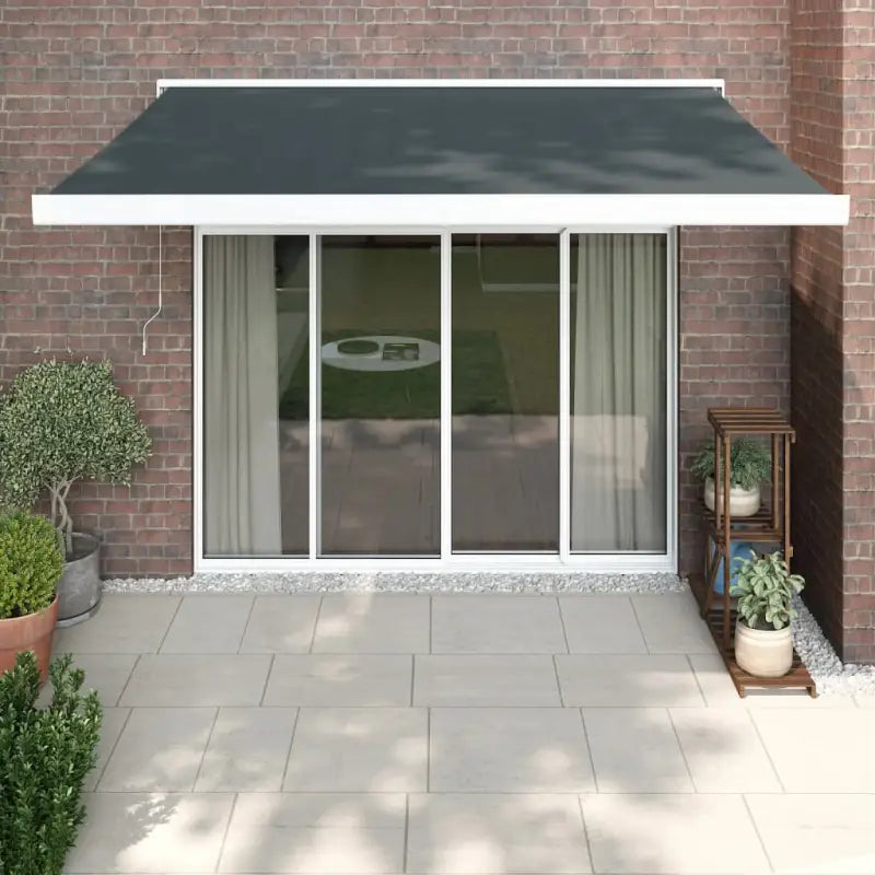 Uittrekbare luifel in gepoedercoat aluminium voor je terras - Antracietkleurig (wit frame) / 3 x 2.5 m / 1 - Zonwering