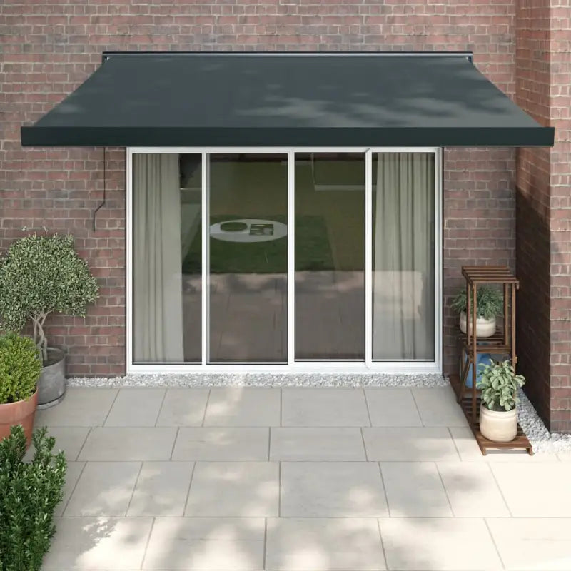 Uittrekbare luifel in gepoedercoat aluminium voor je terras - Antracietkleurig (zwart frame) / 3.5 x 2.5 m / 1