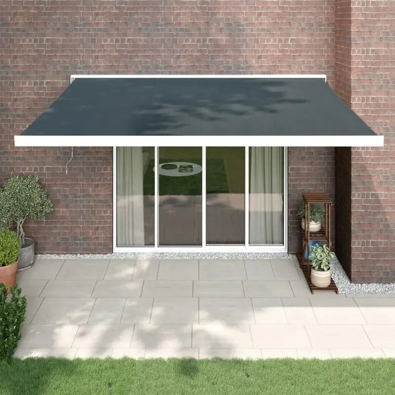 Uittrekbare luifel in gepoedercoat aluminium voor je terras - Antracietkleurig (wit frame) / 4 x 3 m / 1 - Zonwering