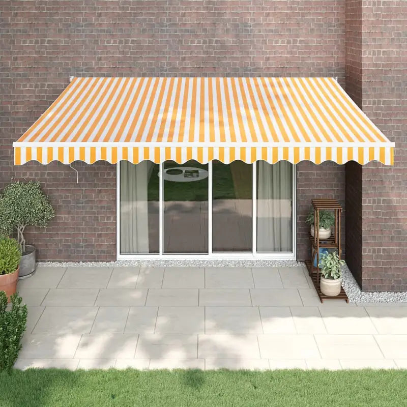Uittrekbare luifel in gepoedercoat aluminium voor je terras - Geel en wit / 4.5 x 3 m / 1 - Zonwering