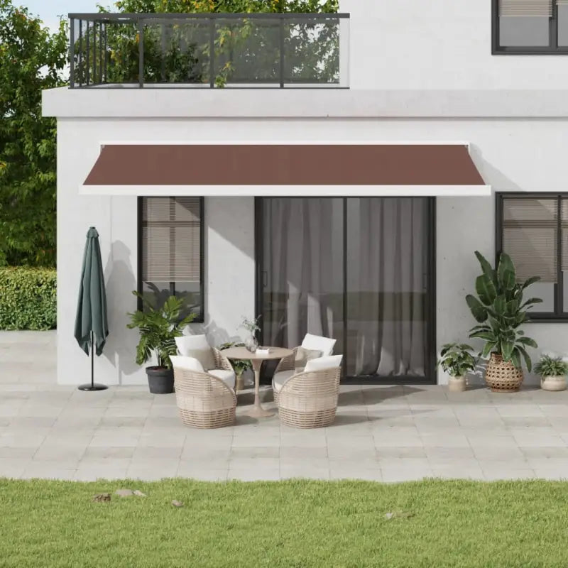 Uittrekbare luifel met aluminium frame voor koele tuinplekken - Bruin en wit / 500 x 300 cm / 1 - Zonwering
