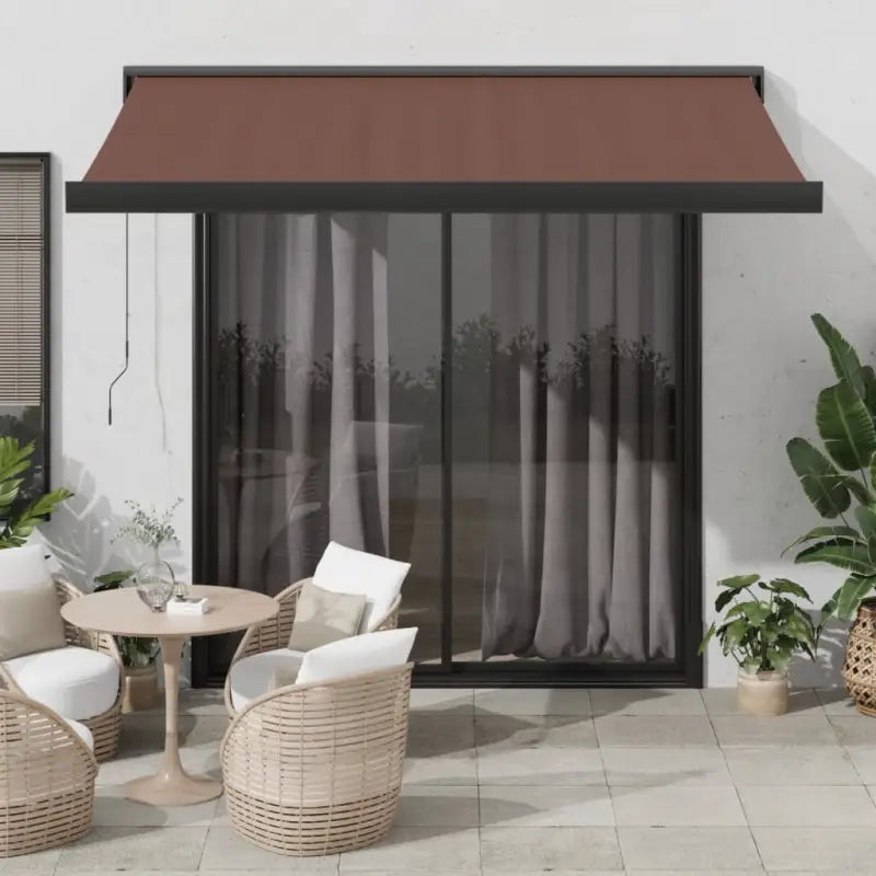 Uittrekbare luifel met aluminium frame voor koele tuinplekken - Bruin en wit / 450 x 300 cm / 1 - Zonwering