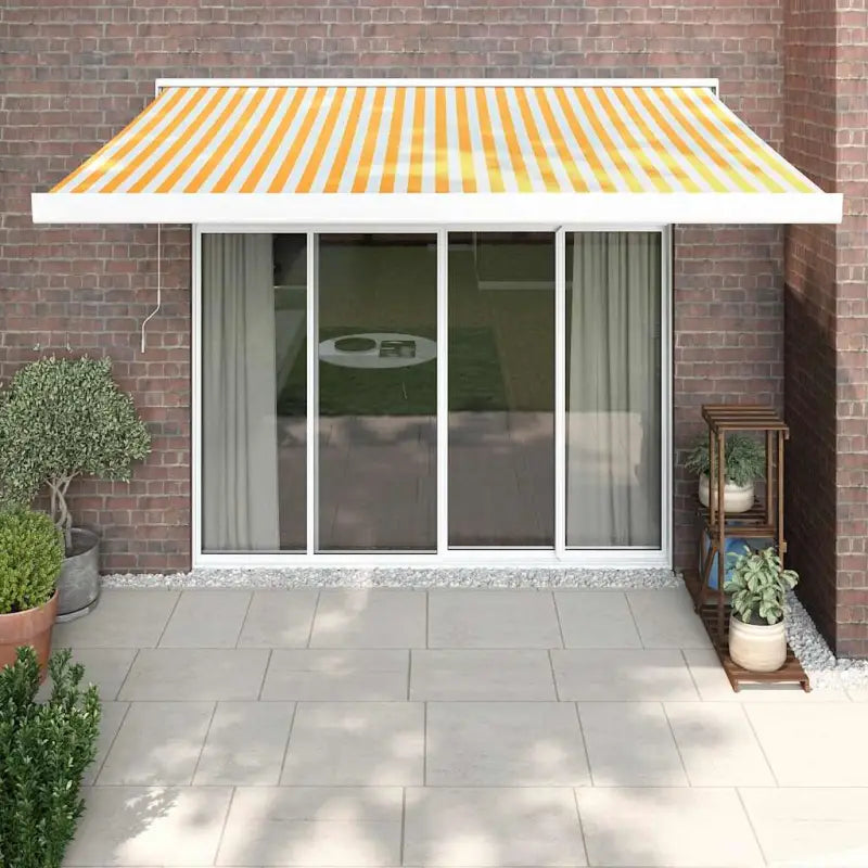 Uittrekbare luifel van gepoedercoat aluminium voor terrasplezier - 1 / Geel en wit / 350 x 250 cm - Zonwering
