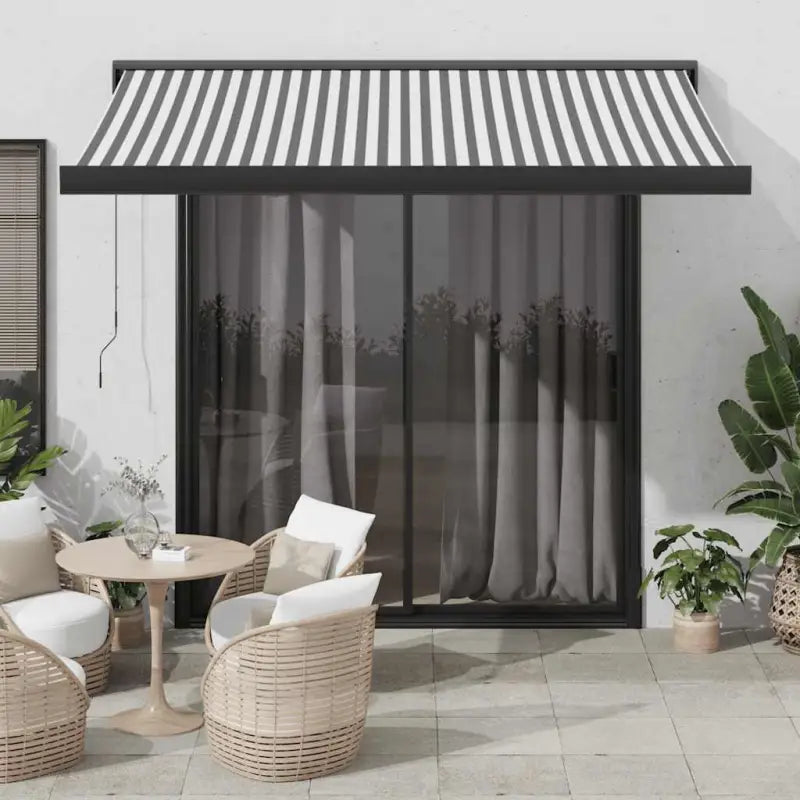 Uittrekbare luifel van gepoedercoat aluminium voor terrasplezier - 1 / Antraciet en zwart / 350 x 250 cm - Zonwering
